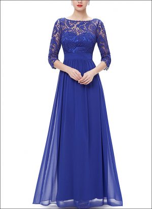 Royalblaues Abendkleid mit Spitze BL670