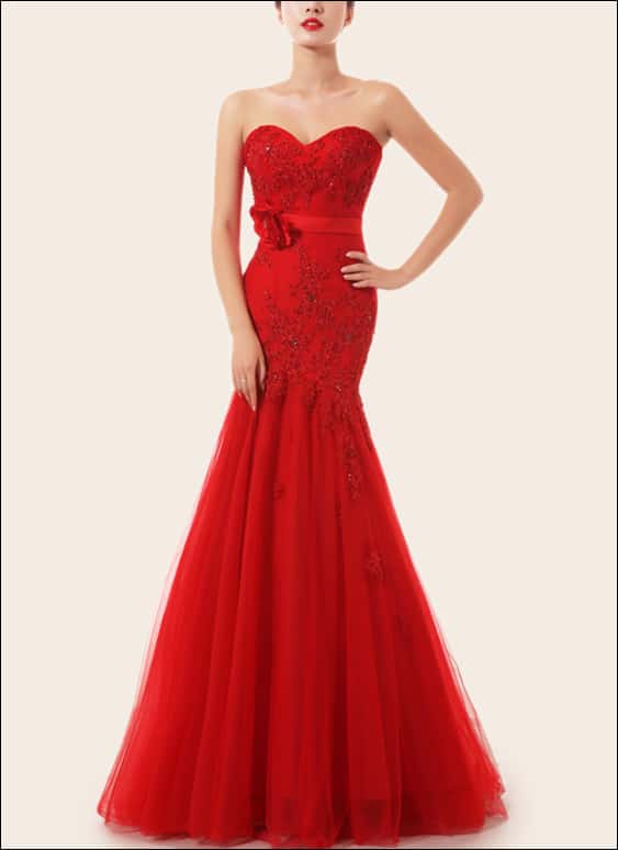 Rotes Meerjungfrau Kleid WD174
