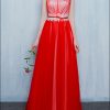 Schickes Hochzeitskleid mit Strass-Steinen Rot Weiss