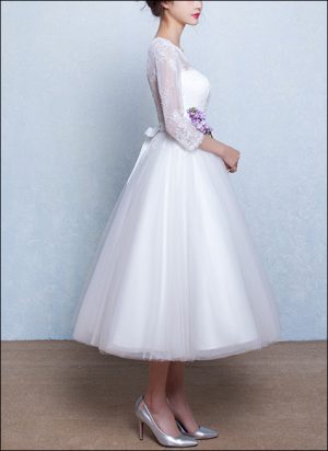 50er Jahre Brautkleid mit 3/4 Ärmeln