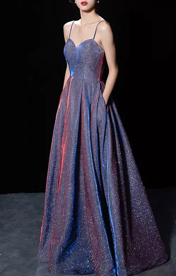 Glitzer Abendkleid mit Trägern