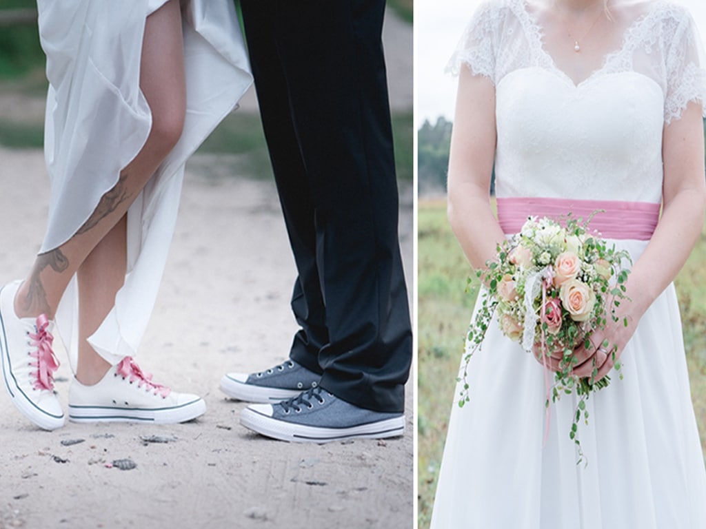 Brautkleid mit Rosa