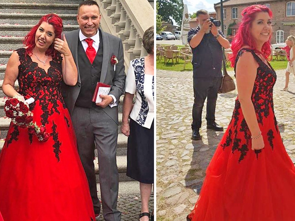 Brautkleid in rot und Schwarz
