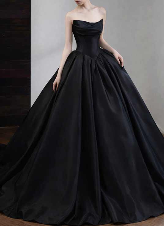 schwarzes brautkleid satin korsage ballkleid lafanta