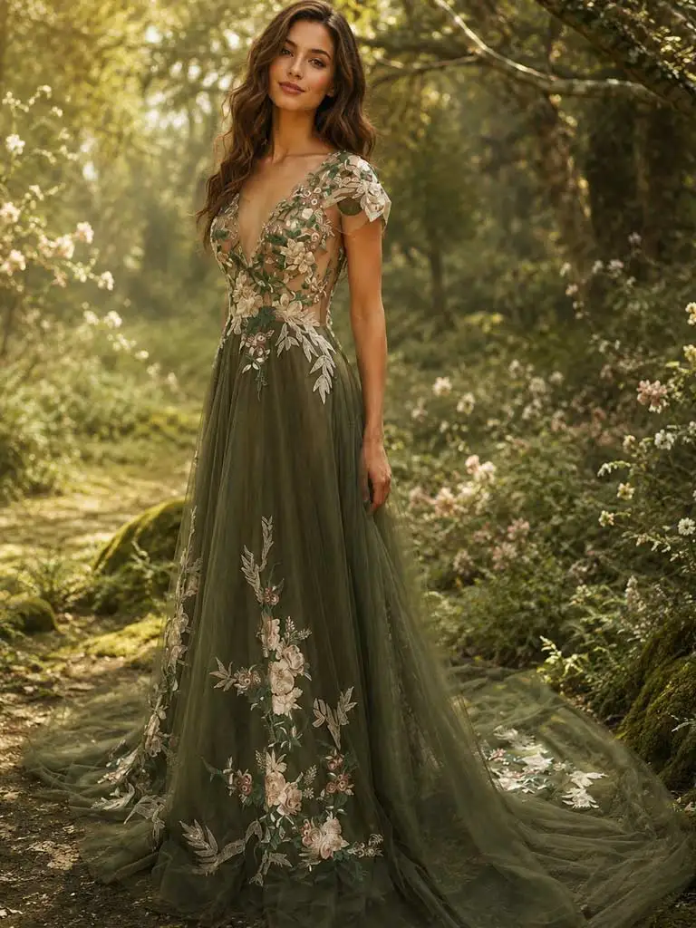 grünes brautkleid mit spitze lafanta berlin